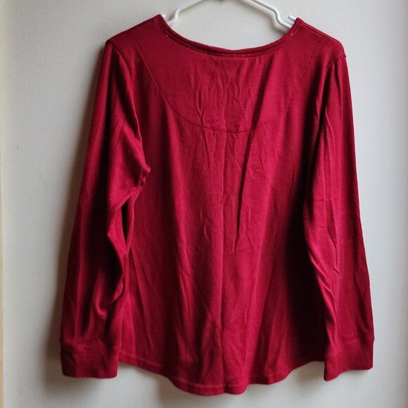 Laura Ashley Red "Love" Pajama Top Size Medium - Picture 14 of 15